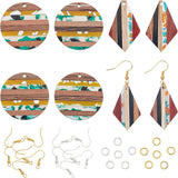 DIY Dangle Earring Making Kits, Including Resin & Rhombus and Circle Walnut Wood Pendants, Brass Earring Hooks & Jump Rings, Mixed Color, 32pcs/box