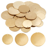 30Pcs 3 Style Brass Pendants, Stamping Blank Tag, Flat Round Charms, Mixed Color, 25~35x1mm, Hole: 1.4~1.5mm, 10pcs/style