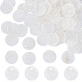 100Pcs Capiz Shell Pendants, Flat Round Charm, WhiteSmoke, 20~20.5x0.5~1.5mm, Hole: 1.4mm