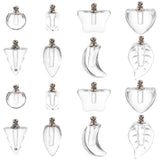 14pcs 6 style Glass Bottle Locket Pendants, Hair Keepsake Urn Charms, Mixed Color, 17~29.5x8.8~21.5x6~11.5mm, Hole: 1.8mm, 2pcs/style