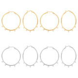 8Pcs 2 Colors 304 Stainless Steel Huggie Hoop Earring Findings, with Latch Back Closure and Horizontal Loops, Ring, Golden & Stainless Steel Color, 12 Gauge, 45x40x2mm, Hole: 1.6mm, Pin: 0.7~1.2mm, 4Pcs/color