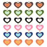 24Pcs 6 Colors Rack Plating Alloy Enamel Pendants, Cadmium Free & Lead Free, Heart, Light Gold, Mixed Color, 19.5x21x2mm, Hole: 3mm, 4pcs/color