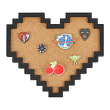 Wall Mounted Brooch Jewelry Display Cork Tray, Wooden Enamel Pins Collection Display Board Holder with Alloy Hook, Heart, 20x2.2x1.95cm