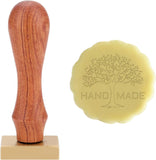 Brass Wax Seal Stamp Head & Pearwood Handle Kit, for DIY Soap, Scrapbook, Tree of Life Pattern, Head: 40x40x10mm, Handle: 78.3~78.5x22mm, 2pcs/set