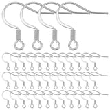 100Pcs 304 Stainless Steel French Earring Hooks, French Hooks with Coil, Silver, 20 Gauge, 17~18x17~20x1.5mm, Hole: 2.5mm, Pin: 0.8mm