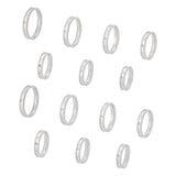 14Pcs 7 Size Crystal Rhinestone Grooved Finger Ring, Textured 201 Stainless Steel Jewelry for Men Women, Stainless Steel Color,  US Size 5 1/4~12 3/4(15.9~22mm), 2Pcs/size