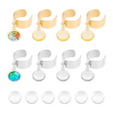 DIY Blank Dome Charm Cuff Ring Making Kit, Including 304 Stainless Steel Ring Settings, Glass Cabochons, Golden & Stainless Steel Color, 16Pcs/set