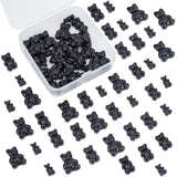 60Pcs 3 Style Resin Cabochons, Bear, Black, 20pcs/style