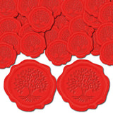 Adhesive Wax Seal Stickers, Envelope Seal Decoration, For Craft Scrapbook DIY Gift, Tree of Life, Red, 25mm, 50pcs/box