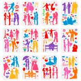 12Pcs Valentine's Day PET Hollow Out Drawing Painting Stencils, for DIY Scrapbook, Photo Album, Human, 297x210mm