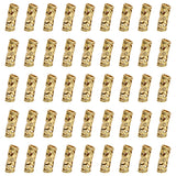 80Pcs Tibetan Style Alloy Tube Beads, Large Hole Beads, Column with Sun and Star, Antique Golden, 22.5x8x7.5mm, Hole: 5mm