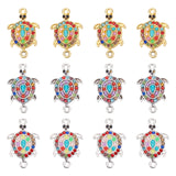 30Pcs 3 Colors Alloy Connector Charms, with Colorful Resin and Rhinestone, Sea Turtle, Mixed Color, 25.5x16.5x4mm, Hole: 1.8mm, 10pcs/color