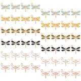 Light Gold Plated Alloy Charms, with Enamel, Dragonfly, Light Gold, Mixed Color, 56pcs