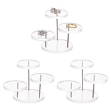3-Tier Rotatable Acrylic Ring Display Riser Stands, Round Jewelry Organizer Risers for Minifigures, Rings, Earring Storage, Clear, Finish Product: 12x12.5x7.2cm