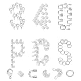 340Pcs Ending Findings Kits for DIY Jewelry, Including Brass Bead Tips & Crimp Beads & Wire Guardians & Jump Rings & Lobster Claw Clasps, Silver