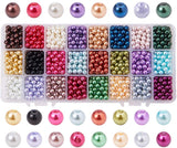 Eco-Friendly Dyed Glass Pearl Round Beads, Mixed Color, 6mm, Hole: 1mm, about 70pcs/compartment, 1680pcs/box