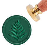 Retro Wax Seal Stamp Set, including Safflower Pear Wood Handle & Removable Brass Head, for Envelopes, Invitations, Gift Card, Leaf Pattern, 83x22mm