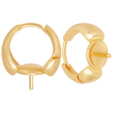 10Pcs Brass Hoop Earring Findings, for Half Drilled Bead, Ring, Cadmium Free & Nickel Free & Lead Free, Golden, 16x14x6.5mm, Pin: 1mm and 1mm(for half drilled beads)