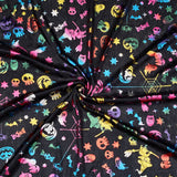 Halloween Theme Pattern Polyester Bronzing Fabric, for DIY Crafting and Clothing, Colorful, 150cm