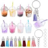 DIY Luminous Milk Tea Keychain Making Kit, Plastic & Faux Suede Tassel Pendant Decorations, Iron Split Key Rings, Mixed Color, 41Pcs/bag