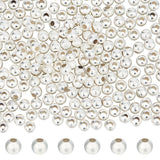 Brass Spacer Beads, Long-Lasting Plated, Round, 925 Sterling Silver Plated, 4x3.5mm, Hole: 1.6mm, about 260pcs/box