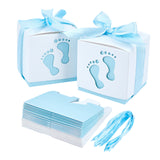 Paper Gift Box, Wedding Decoration, Folding Boxes with Footprints Pattern, Blue, 60x60x60mm