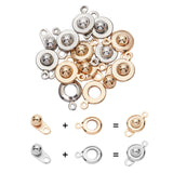 304 Stainless Steel Snap Clasps, Golden & Stainless Steel Color, 15~15.5x9~10x5mm, Hole: 1.5~1.8mm, 2 colors, 6sets/color, 12set/box