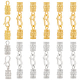 12Pcs 2 Colors Zinc Alloy Hook and S-Hook Clasps, with Cord Ends, Suitable for Bracelet Braid Rope Tail Buckle, Golden & Silver, 46mm, Clasp: 16x8x2mm, Cord End: 17.5x8mm, Hole: 4mm, Inner Diameter: 5.5mm, 6pcs/color