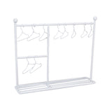 SUPERFINDINGS® Mii Iron Doll Garment Coat Hanger Rack, for Dollhouse Decoration, with Hangers, White, 6.1x25x20.5cm