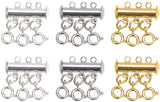 Brass Magnetic Slide Lock Clasps, with Lobster Claw Clasps, Tube, Mixed Color, 68x52x11mm, 6pcs/box