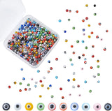Handmade Evil Eye Lampwork Round Beads, Mixed Color, 4mm, Hole: 1mm, 10 colors, 50pcs/color, 500pcs/box
