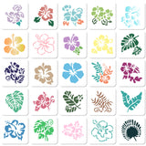 25Pcs 25 Styles PET Plastic Hollow Out Drawing Painting Stencils Templates, Flower, 100x100mm, 1pc/style