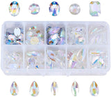 Sew on Rhinestone, Taiwan Acrylic Rhinestone, Two Holes, Garments Accessories, Flat Back, Mixed Color, 12~25x8~15x3~5mm, Hole: 1mm, 15pcs/compartment, 150pcs/box