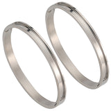 2Pcs Egg Shaped 201 Stainless Steel Grooved Hinged Bangles, for DIY Electroplated, Leather Inlay, Clay Rhinestone Pave Bangle Making, Stainless Steel Color, 1/4 inch(0.6cm), Inner Diameter: 2x2-3/8 inch(5.1x6.1cm)