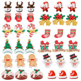 48Pcs 12 Styles Christmas Theme Opaque Resin Cabochons, Christmas Bell & Cake & Gingerbread Man, Mixed Shapes, Mixed Color, 16~34.5x15~29x4~10mm, 4pcs/style