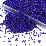 11/0 Glass Seed Beads, Baking Varnish, Opaque Colours, Round, Midnight Blue, 2x1.5mm, Hole: 0.3mm, about 100g/box