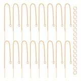 16Pcs Brass Stud Earring Findings, Ear Threads with Loops, with 16Pcs 304 Stainless Steel Jump Rings, Real 18K Gold Plated, 82~85x1mm, Pin: 0.5mm