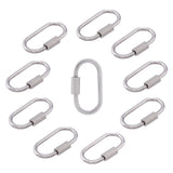 304 Stainless Steel Screw Carabiner Lock Charms, Oval Keychain Clasps for Necklaces Making, Stainless Steel Color, 26x14x4mm, Screw: 8x4mm, 10pcs/box