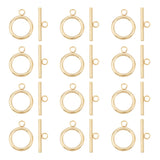 12Pcs 304 Stainless Steel Toggle Clasps, Round Ring, Real 18K Gold Plated, Ring: 23x18x2.5mm, Hole: 3mm, Bar: 25x7.5x2.5mm, Hole: 3mm