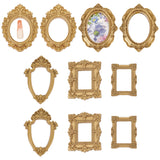 10Pcs 5 Style Plastic Picture Frame, Mini Retro Embossed Photo Frame, for Dollhouse, Wall Decor, Photography Props, Rectangle & Oval, Goldenrod, 48~73.5x37.5~58x7~9mm, Inner Diameter: 27~45x19~32mm, 2pcs/style