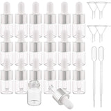 DIY 5ml Glass Dropper Bottles Kit, with Mini Transparent Plastic Funnel Hopper and Disposable Transfer Pipettes, Silver, 5.6x1.05~2.2cm, Capacity: 5ml