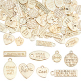 80Pcs 8 Style Eco-Friendly Alloy Pendants, Mixed Shapes, Light Gold, 13~24x13~25x1~2mm, Hole: 1.6~2.5mm, 10pcs/style