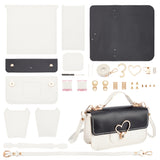 DIY Women's Crossbody Bag Kits, Include Imitation Leather Fabric, Magnetic Clasp, Heart Lock, Screwdriver, Black, 2.2~89x0.15~19.8x0.1~0.85cm