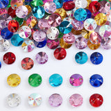 120Pcs 10 Colors Cone Shape Sew on Rhinestones, Glass Rhinestone, 2-Holes Links, Garments Accessories, Flat Back & Back Plated, Mixed Color, 12x5mm, Hole: 1mm, 12pcs/color