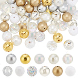 DIY Beads Jewelry Making Finding Kit, Including Plastic & Acrylic & Polymer Clay & Resin Rhinestone Beads, Round, White, 102pcs/box