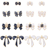 48Pcs 8 Styles Alloy Enamel Charms, Bowknot, Mixed Color, 8.5~26.5x12~26x2~3.8mm, Hole: 1.5mm, 6pcs/style