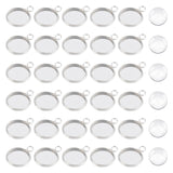 DIY Pendant Making Kits, with 304 Stainless Steel Pendant Cabochon Settings and Transparent Glass Cabochons, Stainless Steel Color, Cabochon Settings: 18x14x2mm, Hole: 2mm, 60pcs/set