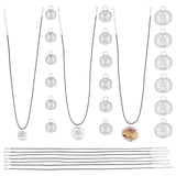 Round Wire Pendant Necklaces DIY Making Kit, Including Round Iron Wire Pendants, Waxed Cotton Cord Necklace Making, Platinum, Pendant: 60Pcs