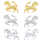 2 Pairs 2 Colors Zinc Alloy 3D Horse Badge Metal Stickers, Car Logo Decorative Stereo Decals, for Auto Car Motorcycle Logo Badge Emblem Decoration, Platinum & Golden, 74x87x7mm, 1 pair/color