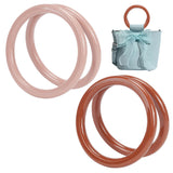 4Pcs 2 Style Plastic Imitation Wood Bag Handles, for Bag Replacement Accessories, Round Ring, Mixed Color, 11.2~12.3x1.22~1.24cm, Inner Diameter: 8.85~10cm, 2pcs/style